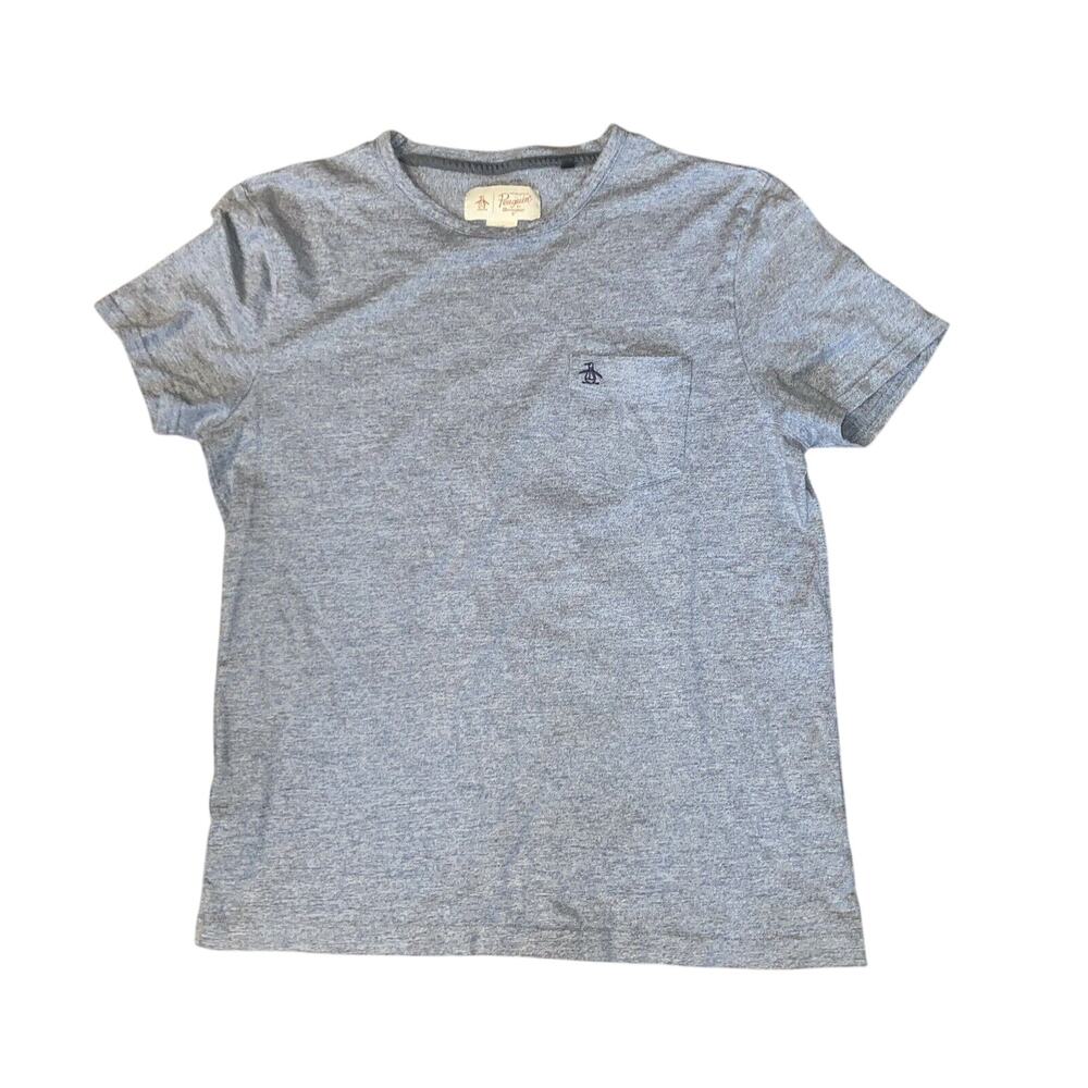 Original Penguin Shirt Men Large Blue Short Sleeve Pocket Embroidered Logo Adult